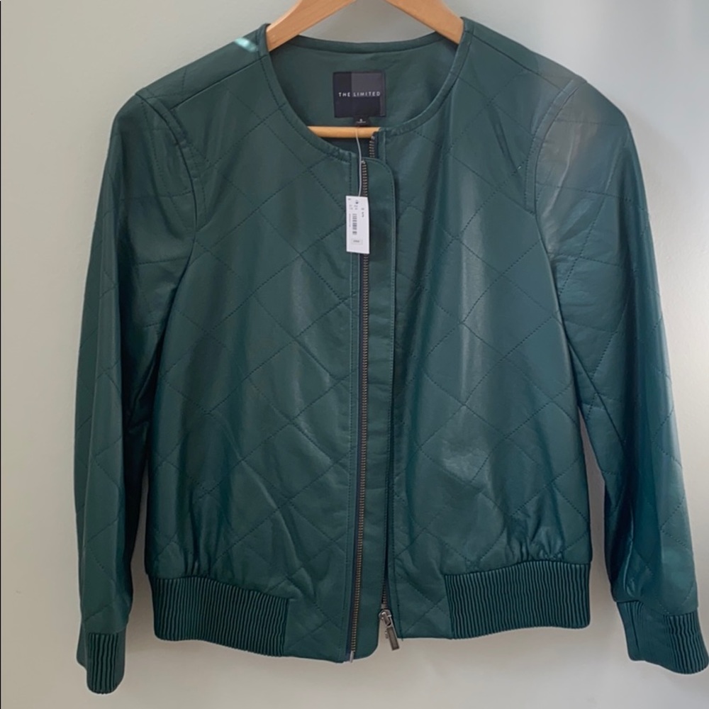 Quilted leather bomber jacket